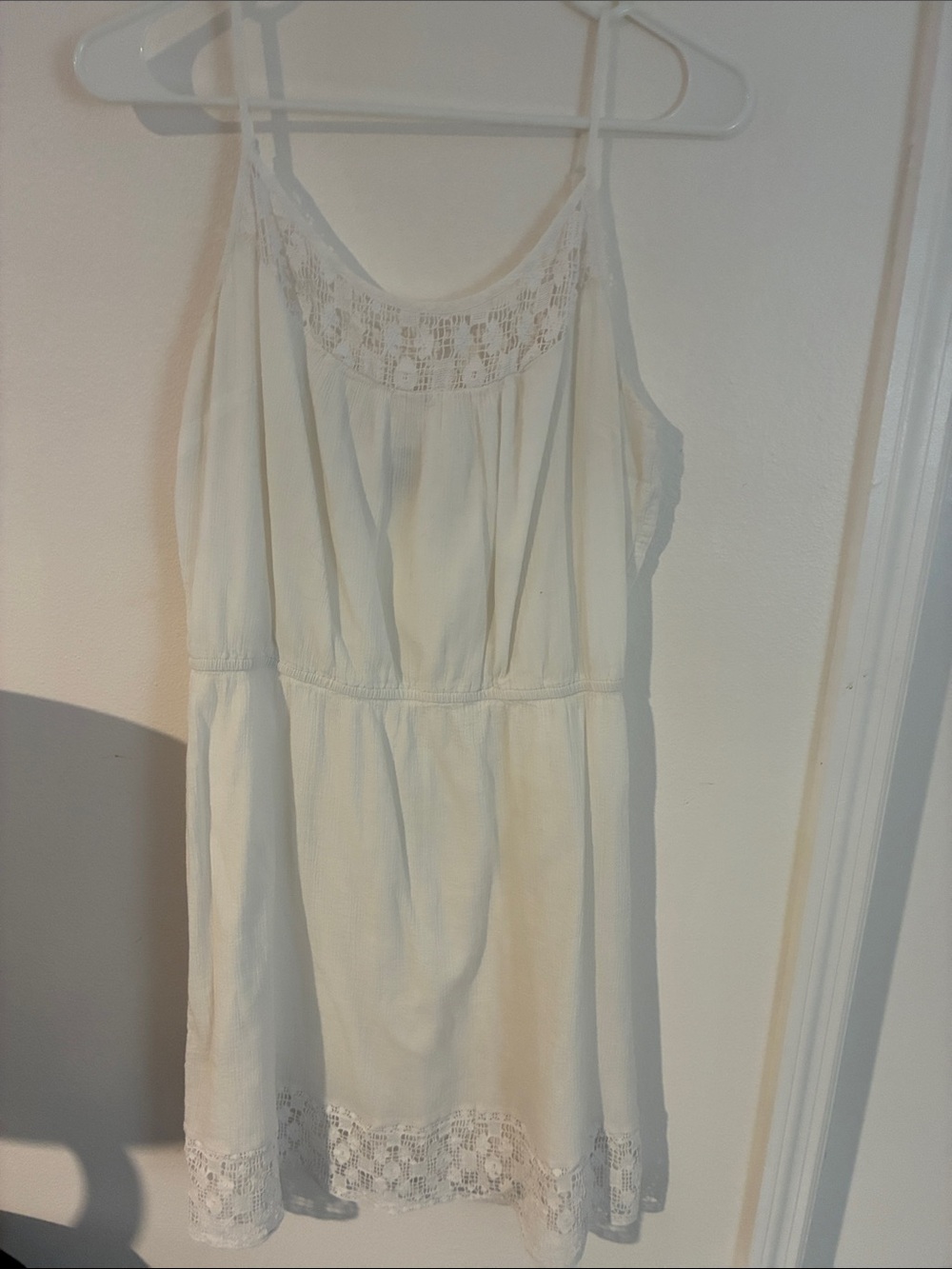 Old Navy White Lace-Trim Midi Dress